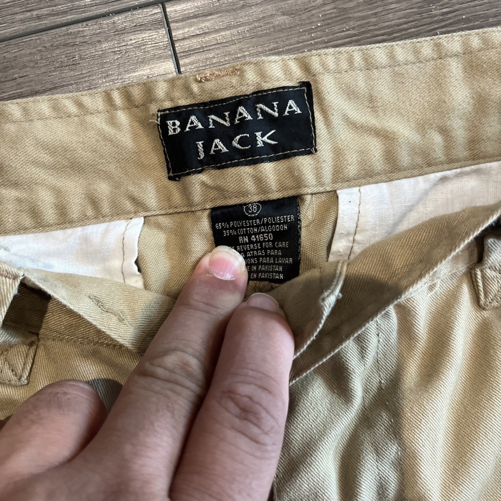 Banana Jack Mens Cargo Shorts Size 38 Khaki Tan Cotton Blend Multi Pocket Twill - Picture 2 of 4